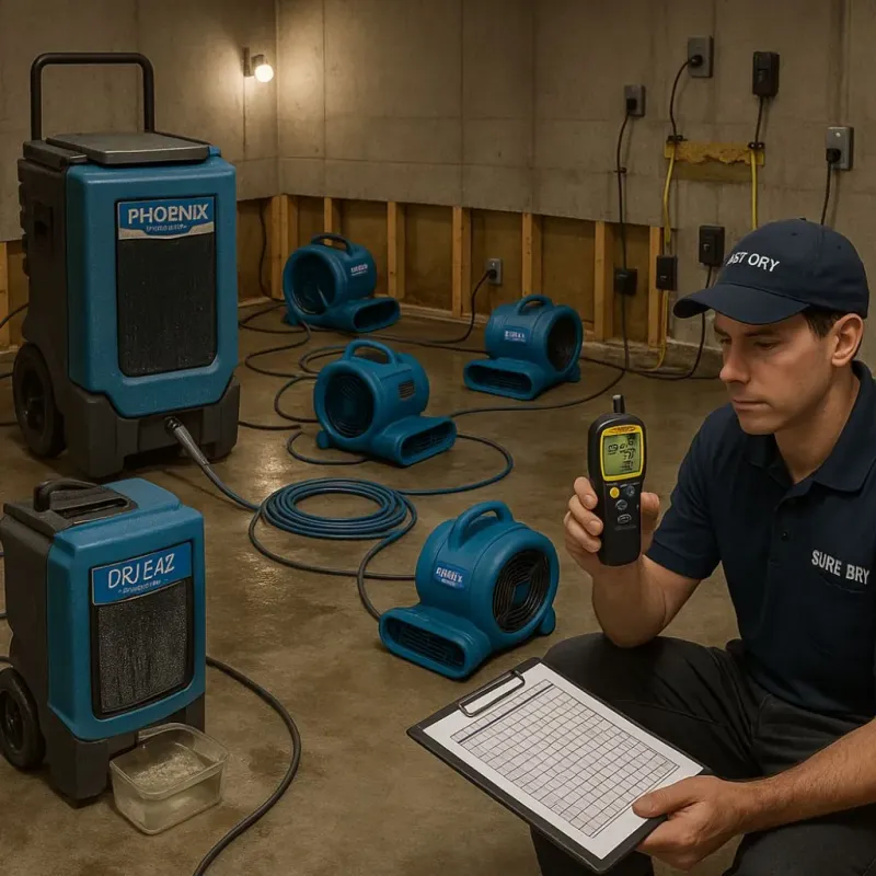 Structural Drying and Dehumidification process in Glandorf, OH